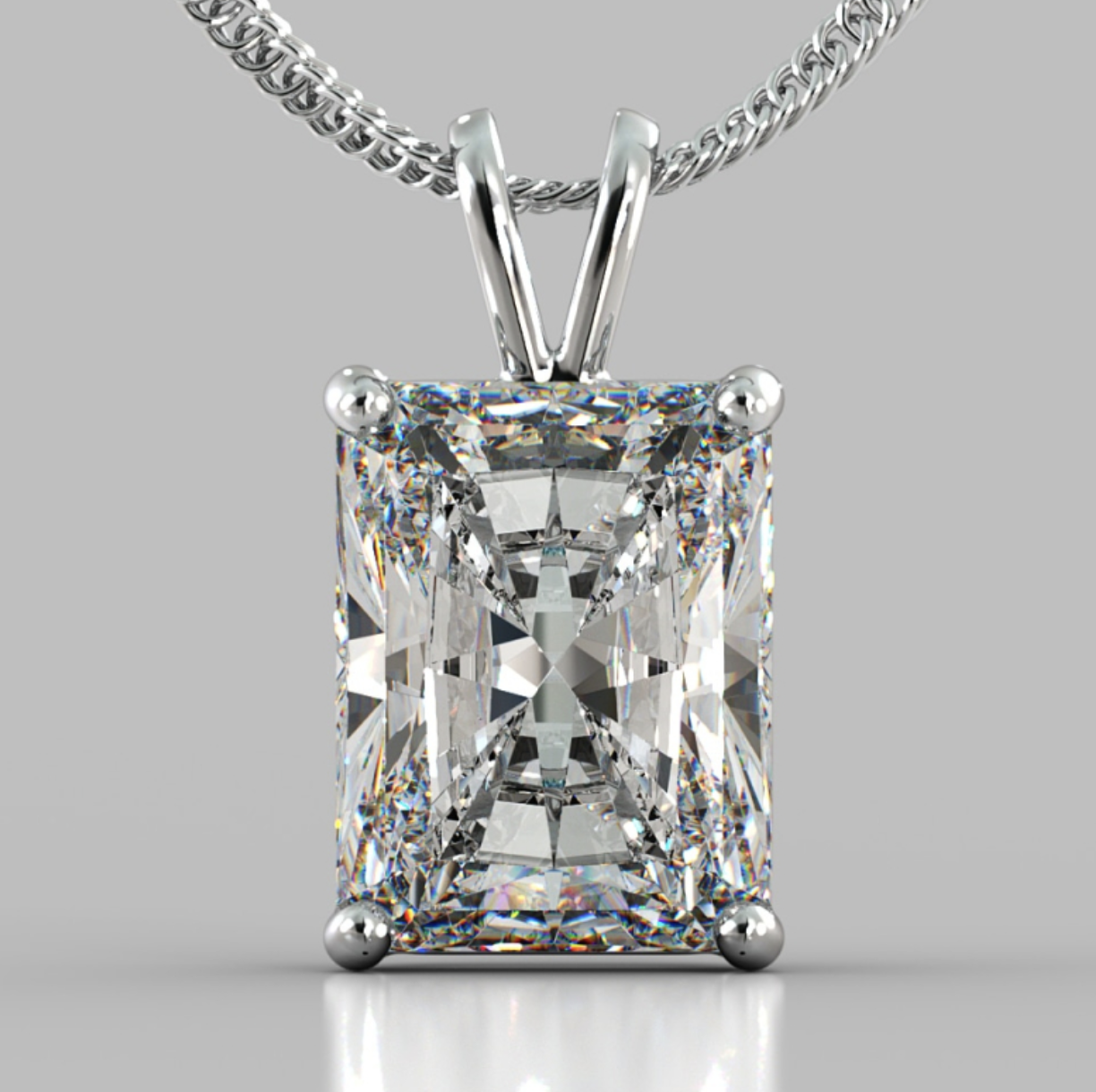 CaratX 1.00 CTW Radiant Cut Diamond Pendant in 4 Prong Basket Setting