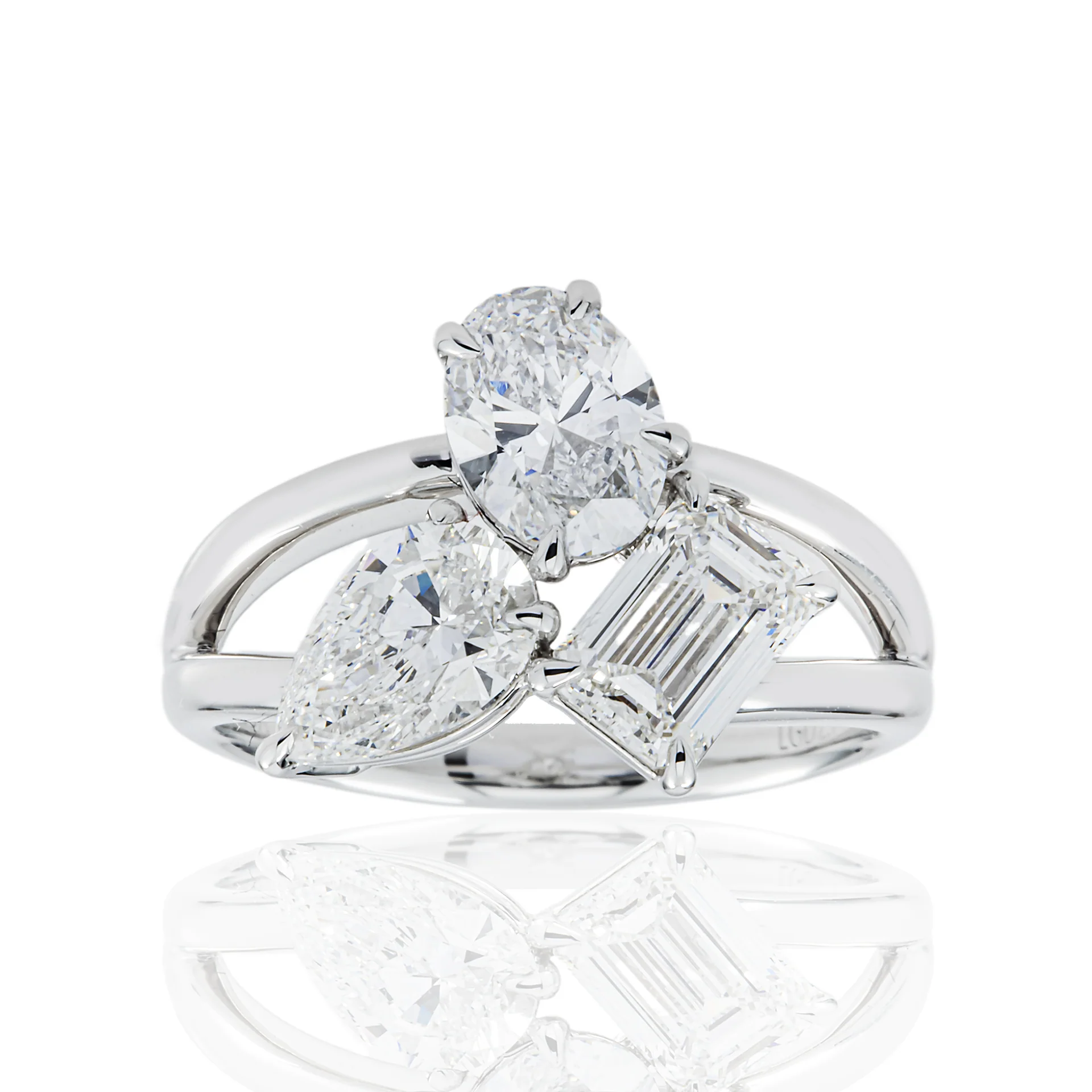 Three Stone Multi Shape Diamond Engagement Ring