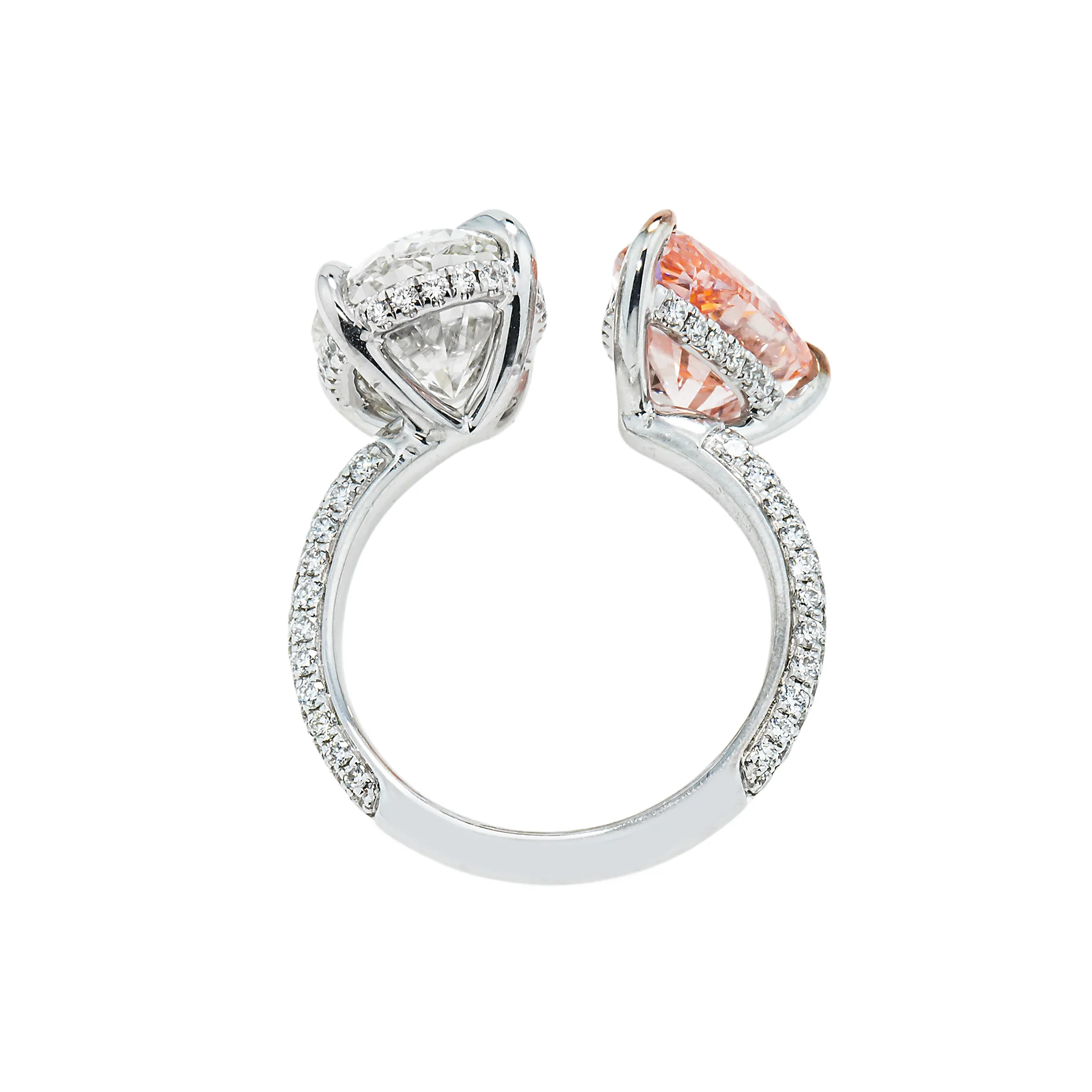 Pink pear White Oval Toi-et Engagement Ring
