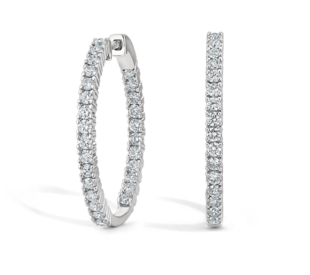 0.50 Carat Diamond, Sterling Silver Inside-Out Round Cut Lab-Grown Diamond Hoop Earring (J, VS-SI)