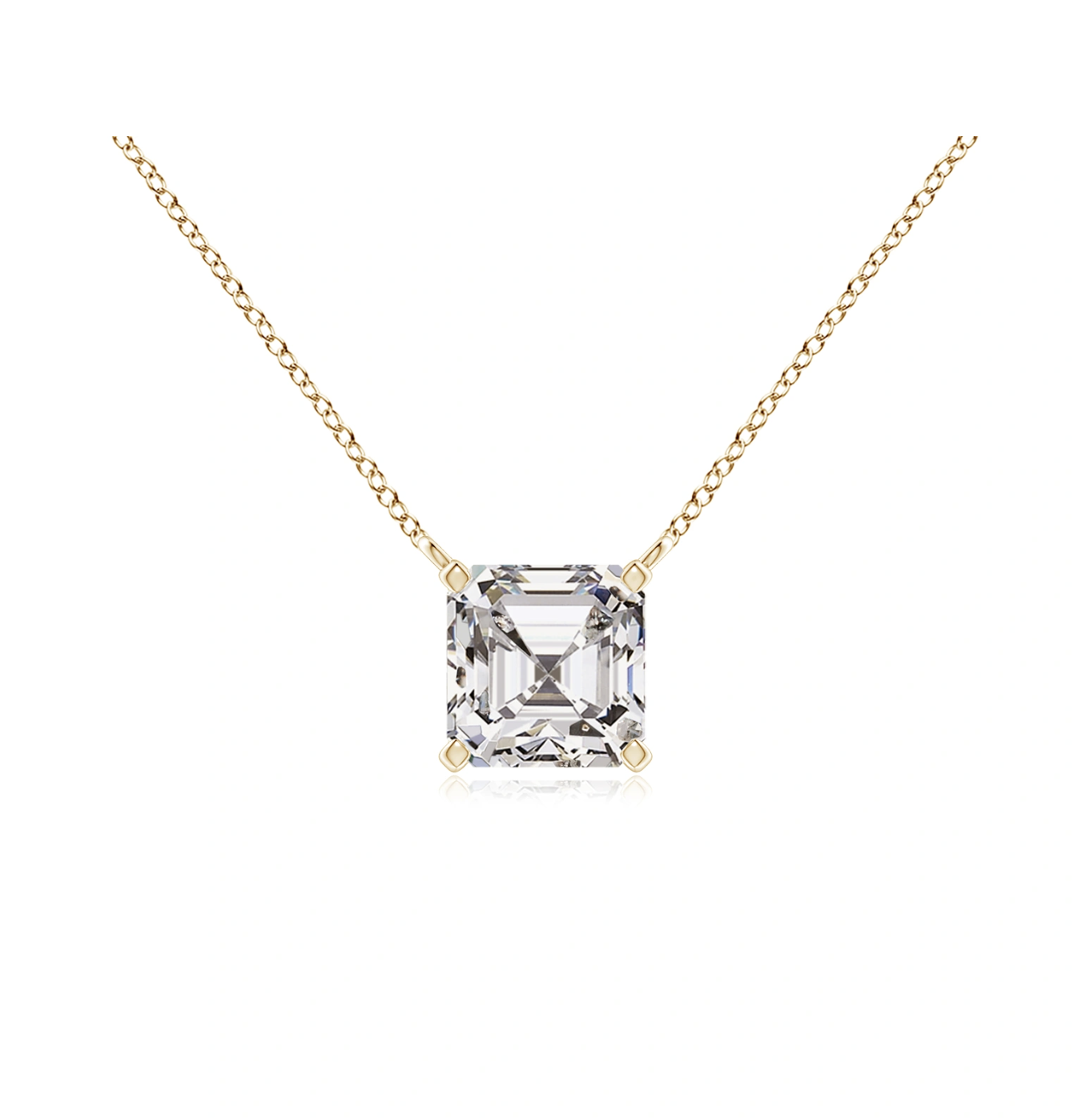 1/6 CTW Asscher Cut Diamond Pendant in 14kt Yellow Gold | CaratX Asscher Cut Jewelry