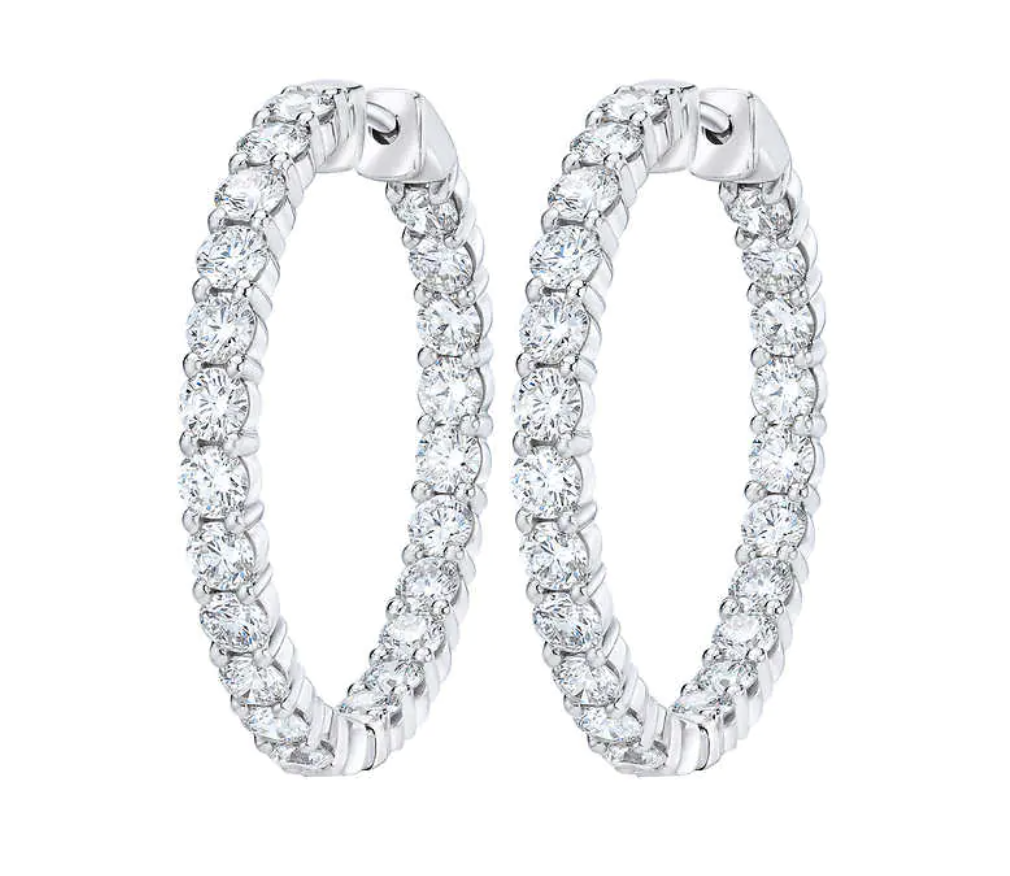 Round Brilliant 4.00 ctw VS2 Clarity, I-J Color Diamond 14kt White Gold Inside Outside Hoop Earrings